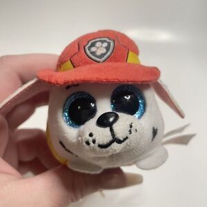 Ty Beanie Baby Mini Marshall Paw Patrol Firefighter Puppy Dog Stackable Plush